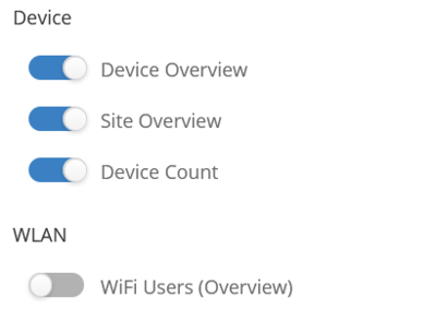 Screenshot: Widget selection for monitoring dashboards
