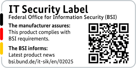 IT Security Label of the BSI with QR code for the LANCOM 1803VA-4G
