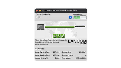 Illustration of the web interface of the LANCOM Advanced VPN Client macOS