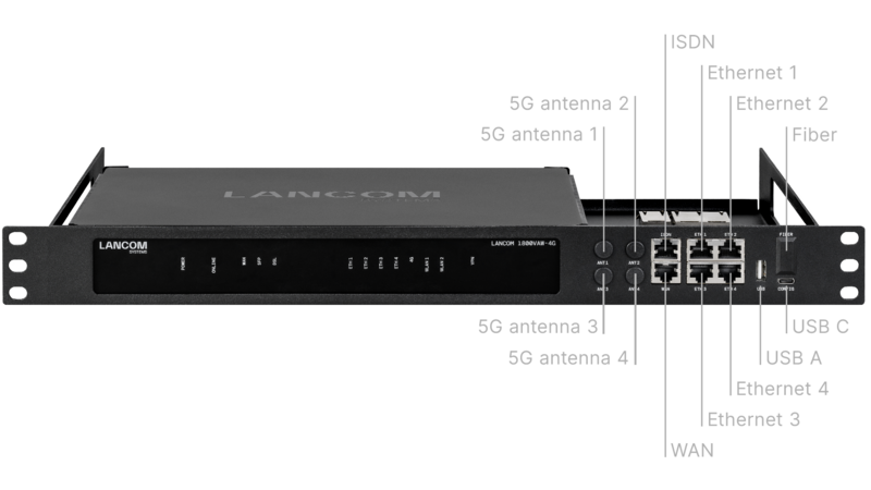 Product photo LANCOM CPE blackline Rack Mount with labelling of the connectors