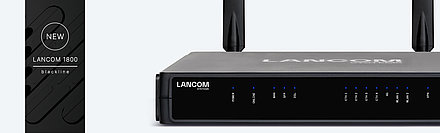 Product photo of a SD-WAN gateway with blackline lettering