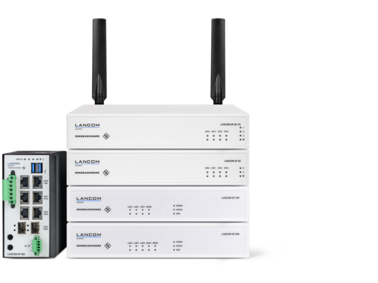 Product collage of LANCOM R&S®Unified Firewalls desktop models