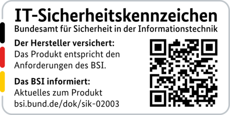 IT Security Label with QR code of the German BSI for LANCOM 884