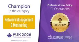 Professional User Rating 2026 Champion award for LANCOM in the field of network management and monitoring from PUR IT-Operations