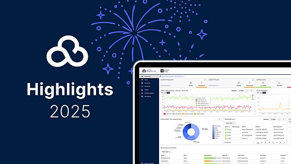 Abbildung illustriertes Feuerwerk neben einem Monitor mit LMC Dashboard