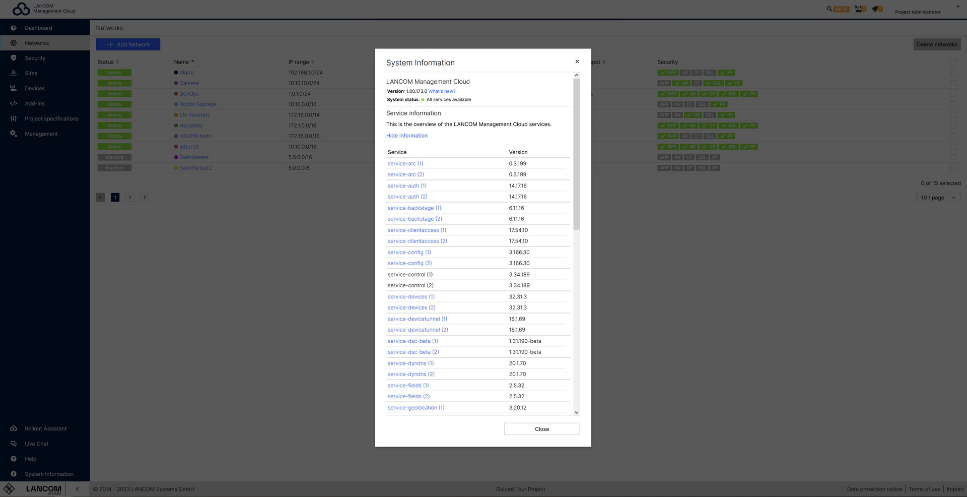 Screenshot: Systeminformationen in der LMC