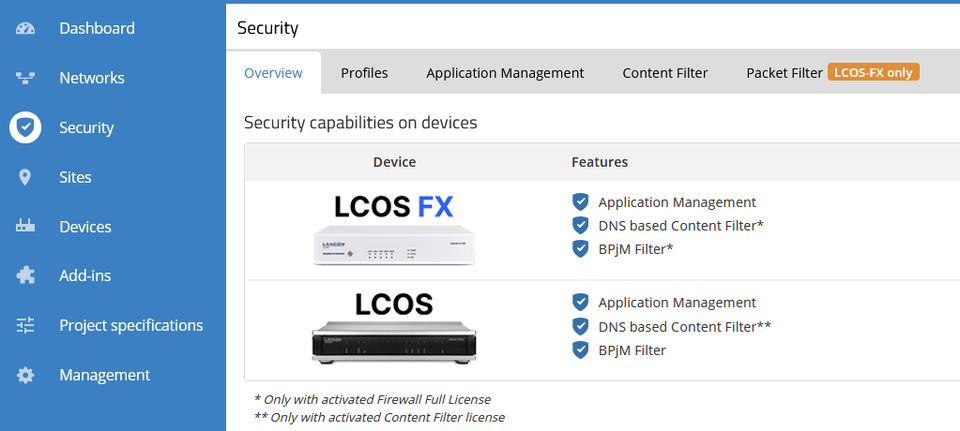 Screenshot: LMC security settings