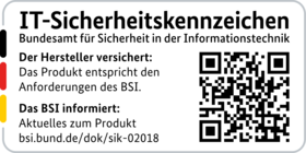 IT Security Label with QR code of the German BSI for LANCOM 1800EF