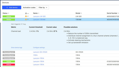 Screenshot: Troubleshooting via warnings in the LMC