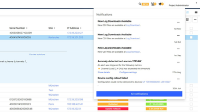 Screenshot: Troubleshooting via warnings in the LMC