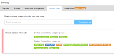 Screenshot: Content Filter in the LMC