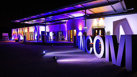 Photo of the LANCOM lettering at the 20th anniversary celebrations in Aachen