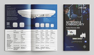 LANCOM product overview brochure once open and once with cover page
