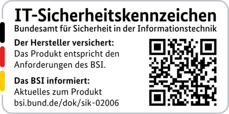 IT Security Label with QR code of the German BSI for LANCOM 1640E