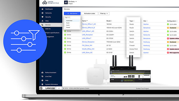 Screenshot with the addition of the "Type" column in the device table