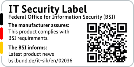 IT security label with QR code of the BSI for the LANCOM R903