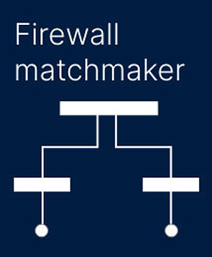 White decision tree on dark blue background with inscription "Firewall Matchmaker"
