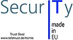 Here you can see a logo of the "IT Security made in Europe" award, which is designed in the colors light grey and blue.