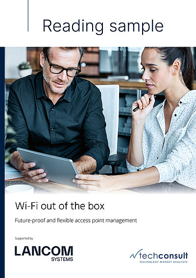 Cover image of the LANCOM and techconsult study "Wi-Fi out of the box – Future-proof and flexible access point management"