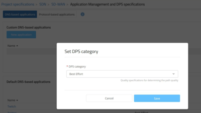 Screenshot: Set DPS category in the LMC