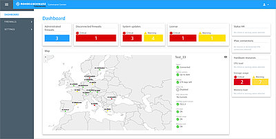 Screenshot of the dashboard in the LANCOM R&S®UF Command Center