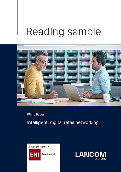 Cover image of the reading sample of the LANCOM white paper "Intelligent digital retail networking"
