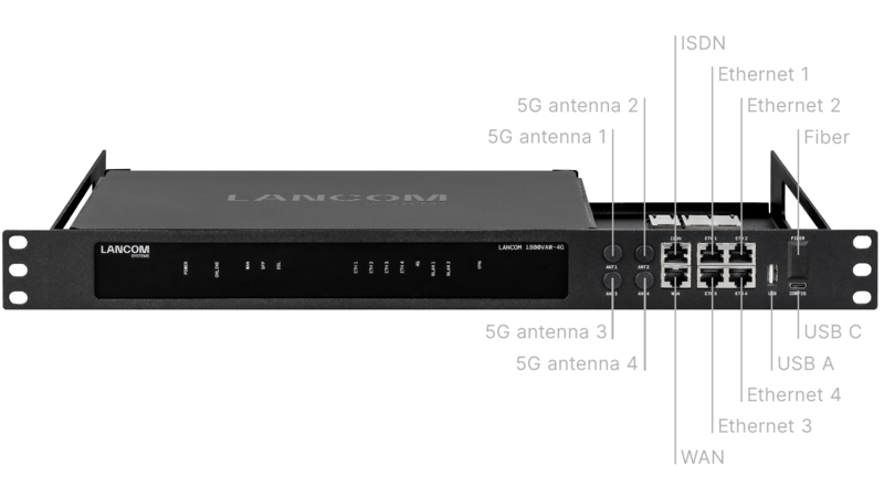 Product photo LANCOM CPE blackline Rack Mount with labelling of the connectors