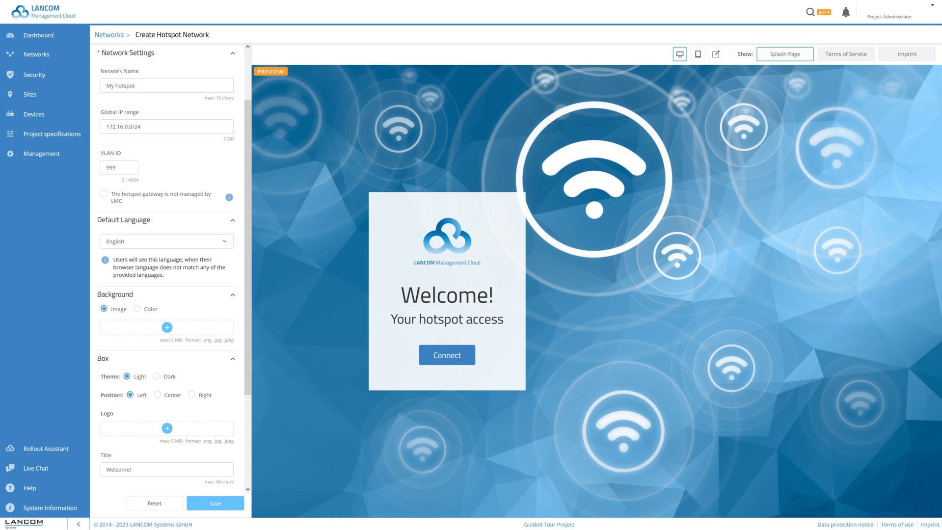 Screenshot: Hotspot-Netz-Erstellung in der LMC