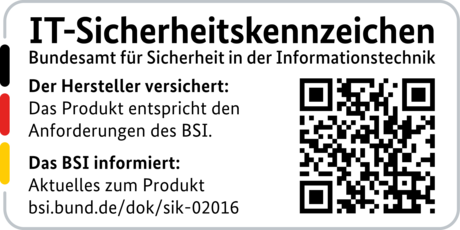 IT Security Label with QR code of the German BSI for LANCOM 730-4G+