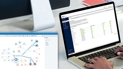 Collage of the three management tools for the LANCOM R&S®Unified Firewalls 