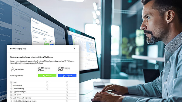 Visual man working on the computer, enlarged screenshot of the UF license upgrade