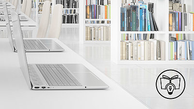 Library with laptops