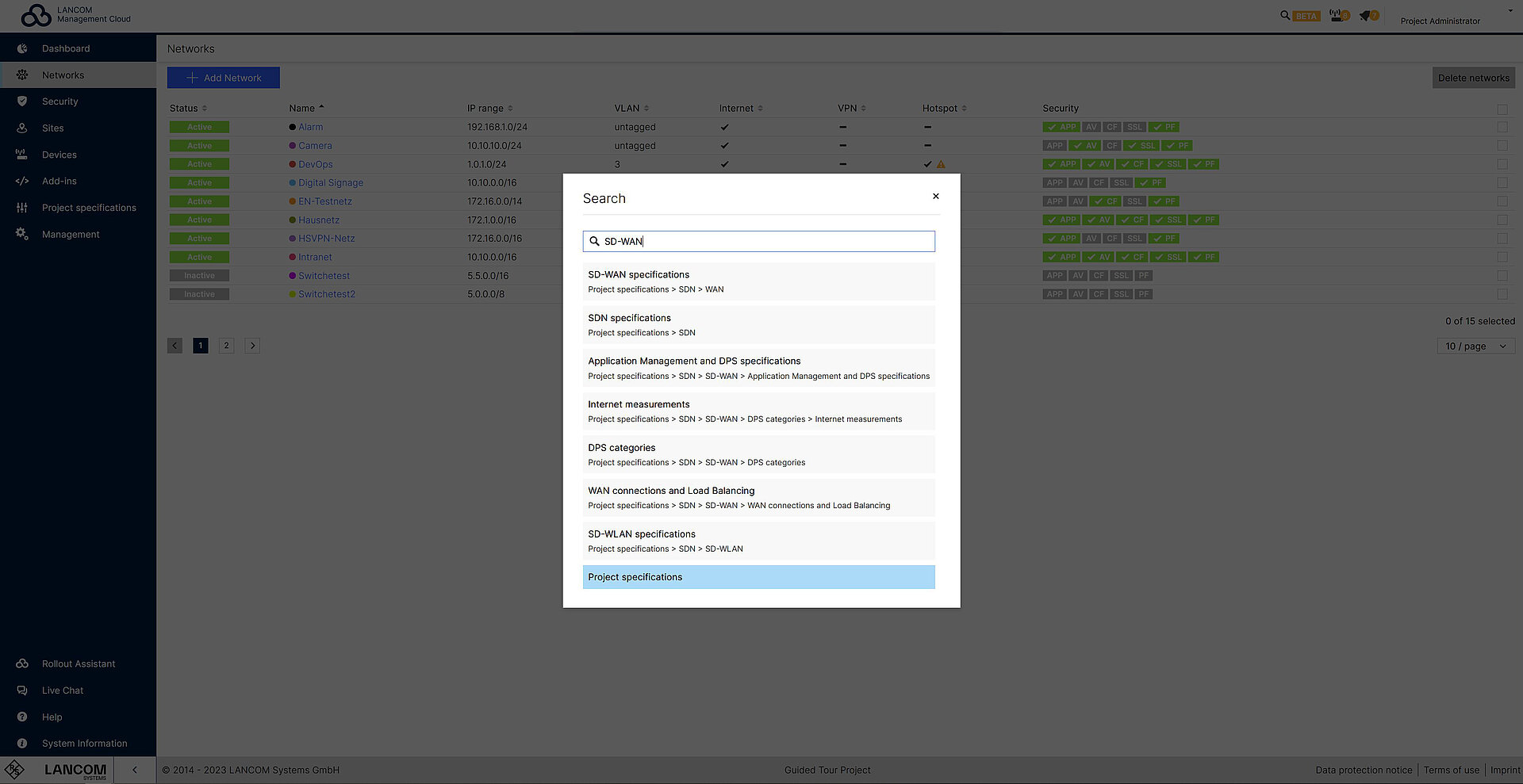 Screenshot: Suchfunktion in der LMC