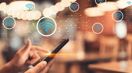 Mobile phone with Wi-Fi symbols