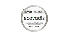 Ecovadis certificate with silver rating and sustainability assessment dated September 2025
