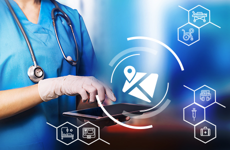 Doctor tracks medical device via LANCOM asset tracking on tablet
