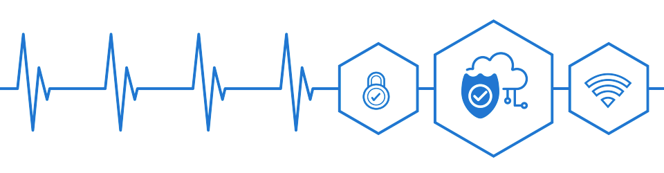 Electrocardiogram with Wi-Fi and Security Icon