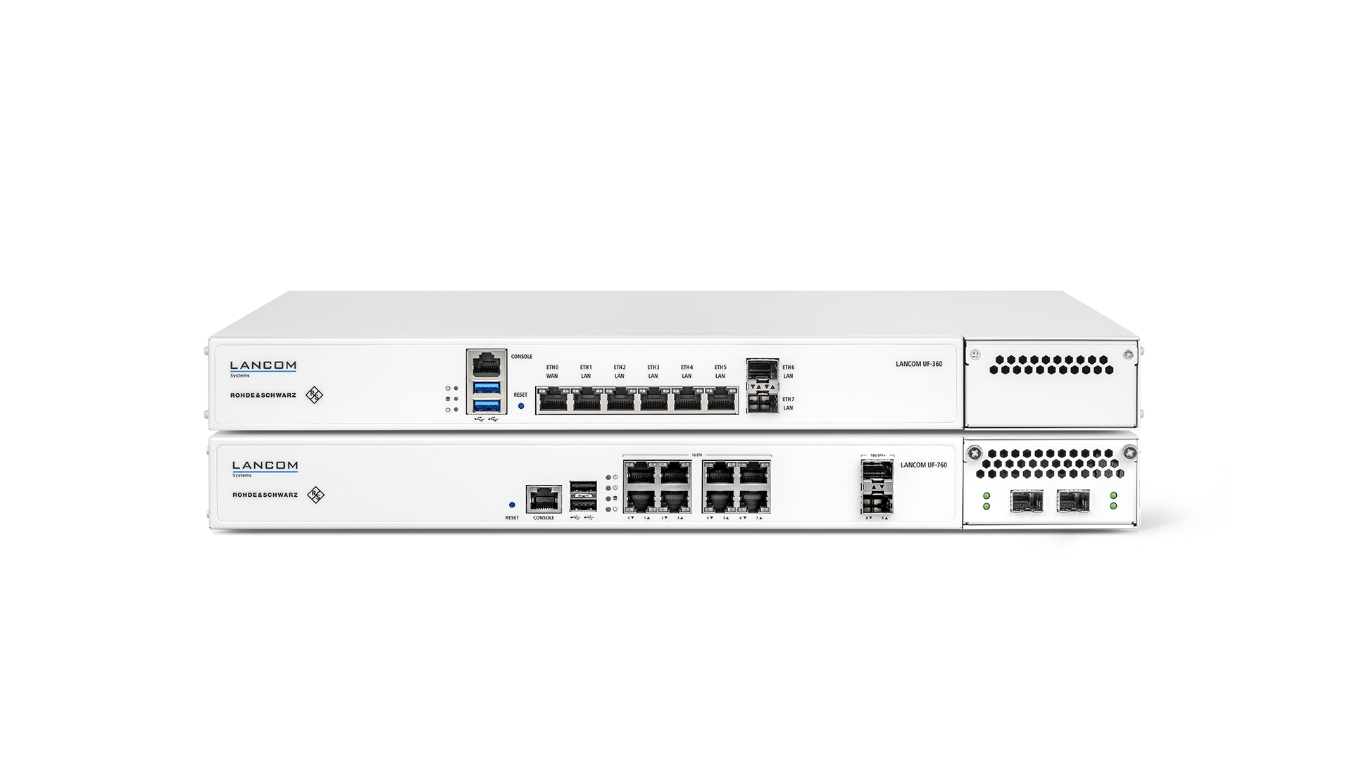 Product collage of LANCOM R&S®Unified Firewalls rack models