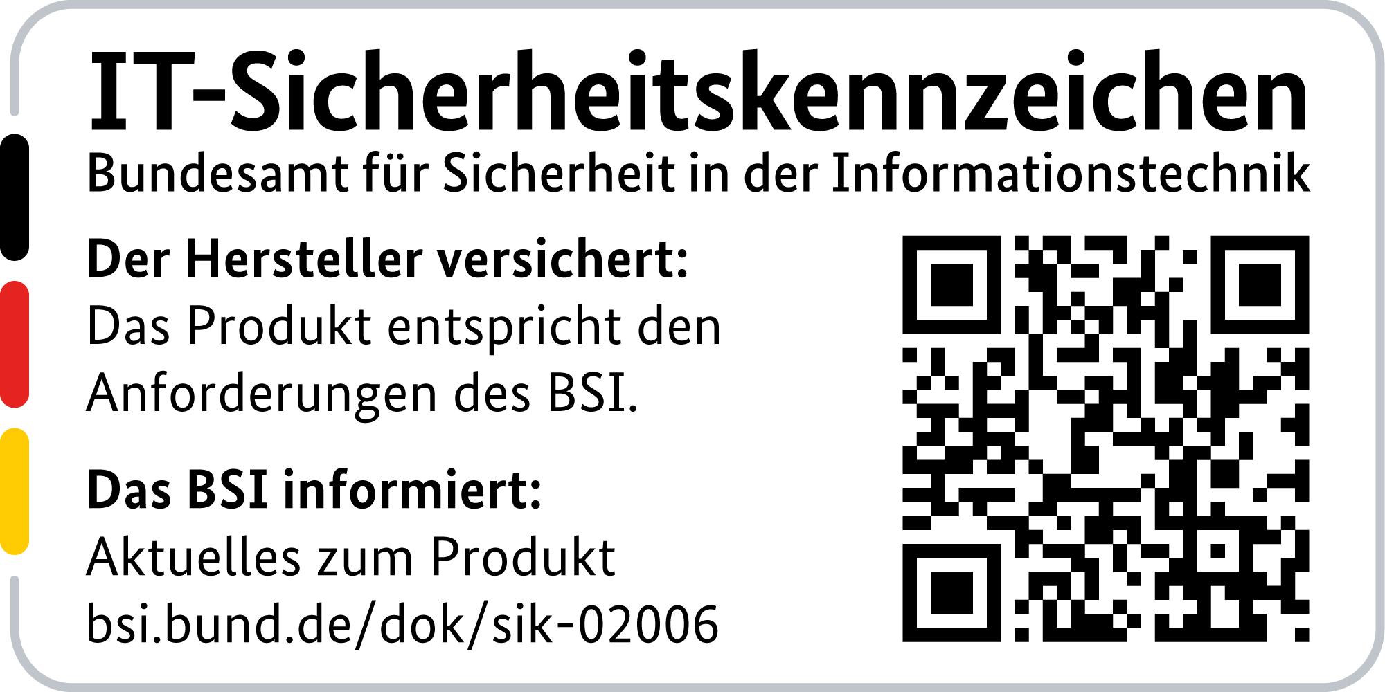 IT Security Label with QR code of the German BSI for LANCOM 1640E