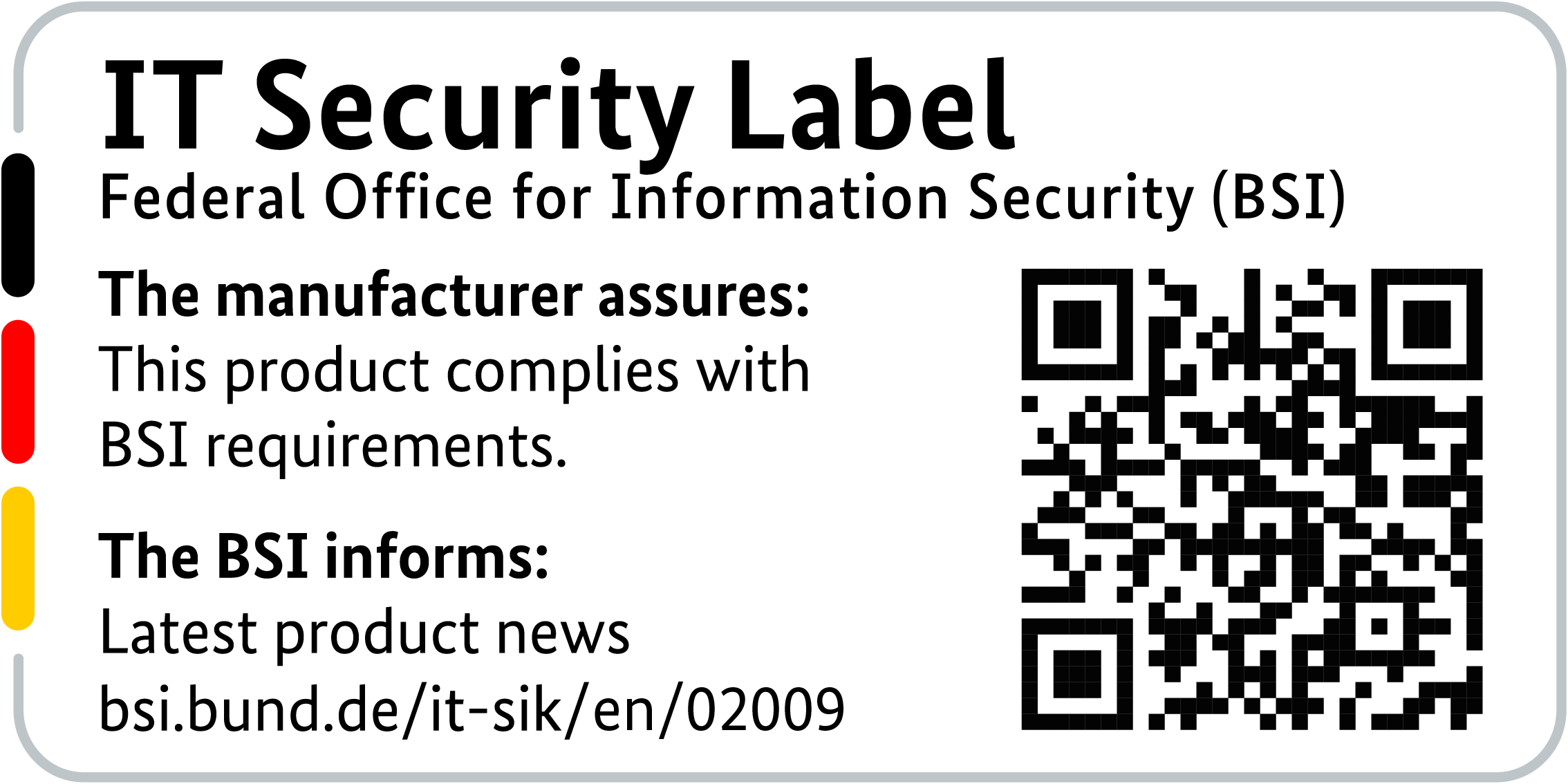 IT Security Label of the BSI with QR code for the LANCOM 1784VA