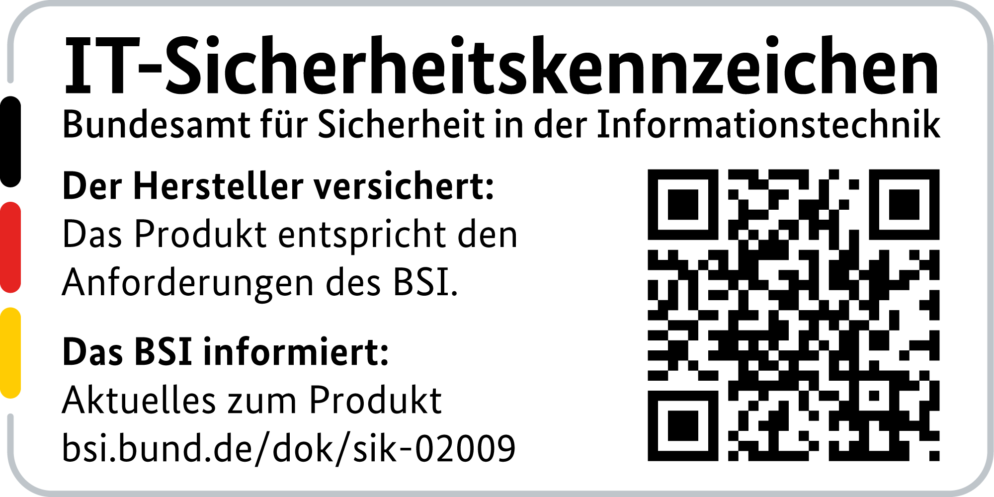 IT Security Label with QR code of the German BSI for LANCOM 1784VA