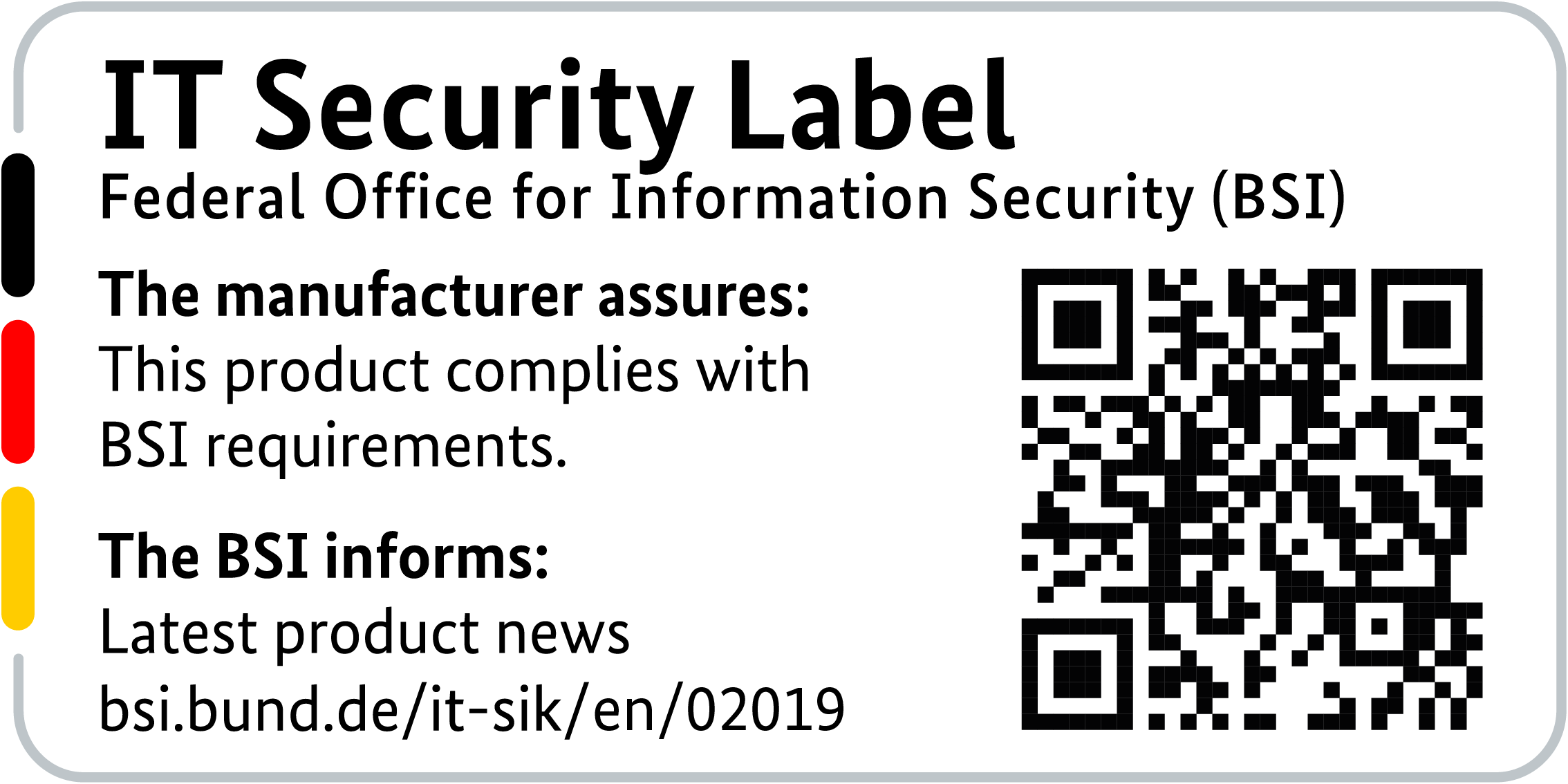 IT Security Label with QR code of the German BSI for LANCOM 1800EF-5G