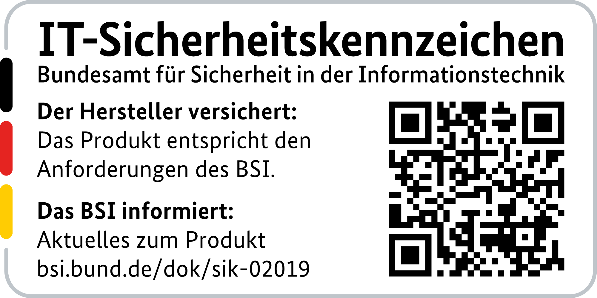 IT Security Label with QR code of the German BSI for LANCOM 1800EF-5G