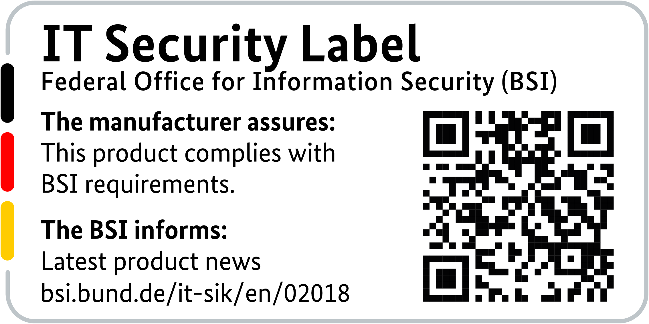 IT Security Label with QR code of the German BSI for LANCOM 1800EF