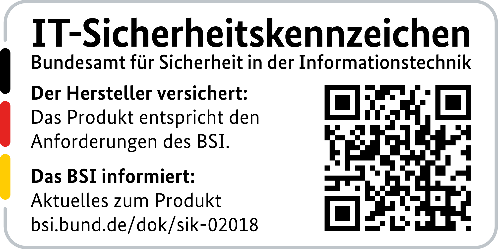 IT Security Label with QR code of the German BSI for LANCOM 1800EF