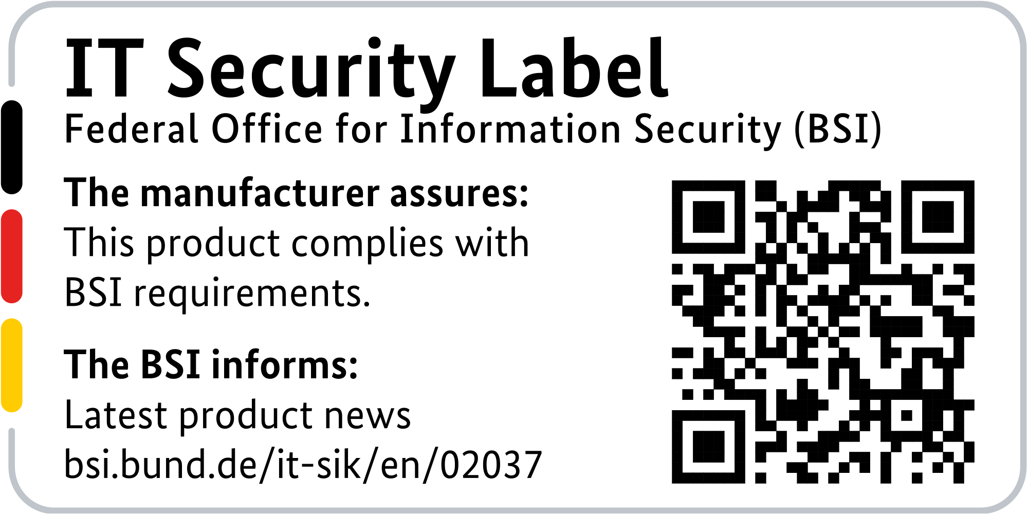 IT Security Label of the BSI with QR code for the LANCOM 1800EFW-5G