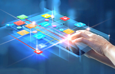 LCOS FX 10.5 feature Application Based Routing LCOS FX 10.5 application based routing image: touchpad with app icons and according connection