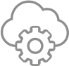 LANCOM SD-WAN Icon Cloud-readiness Icon cloud with gear wheel for cloud-readiness