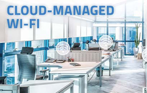 Cloud-managed Wi-Fi image with office workstations